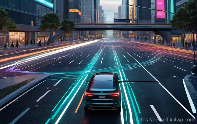 자율주행차의 연구 및 개발 동향 - **Prompt 1: The AI Brain at Work in a Smart City Intersection**
"A highly detailed, futuristic d...