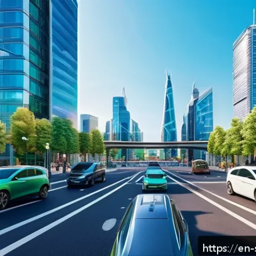 Home 30 자율주행차의 경제적 영향 분석 - A futuristic smart city intersection bustling with autonomous vehicles communicating seamlessly with...
